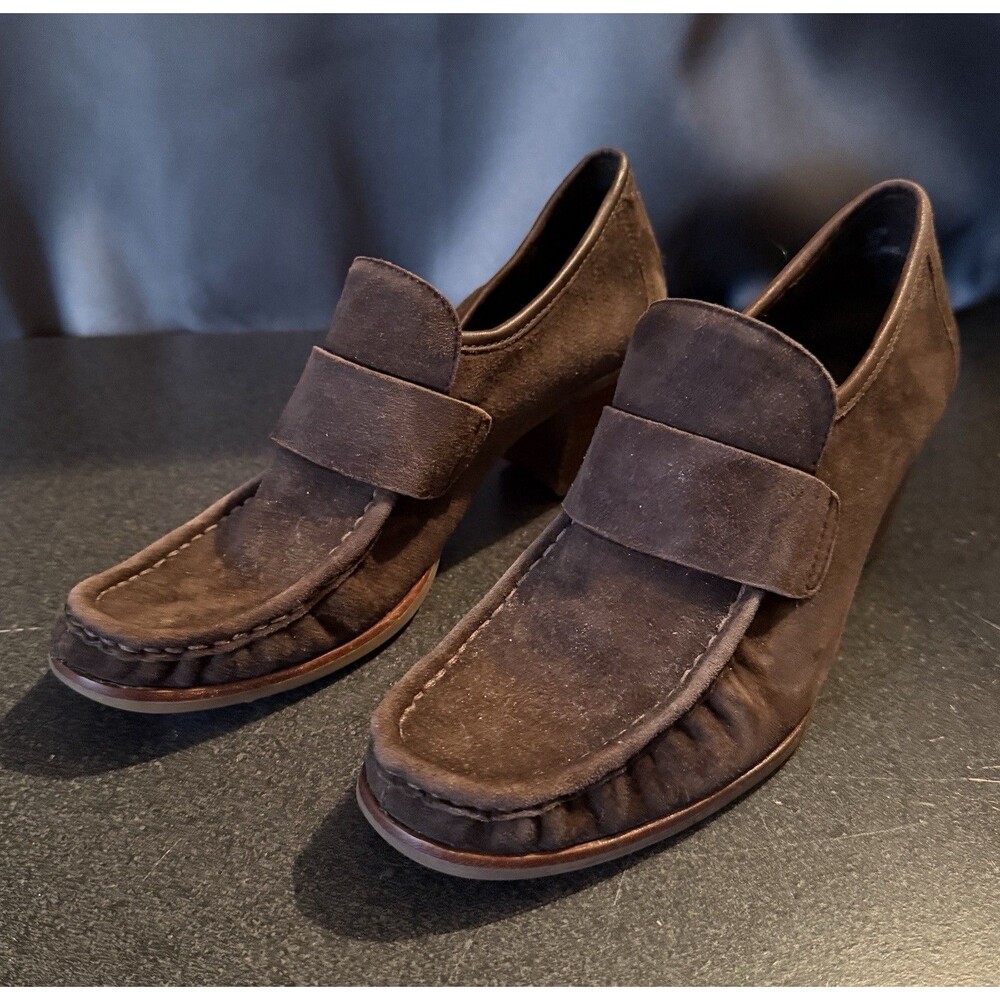 Timberland Comforia Brown Suede Heeled Loafers 8 Shoes Dark Academia Casual Ivy